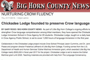 Chickadee Lodge founded to preserve Crow Language