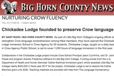 Chickadee Lodge founded to preserve Crow Language